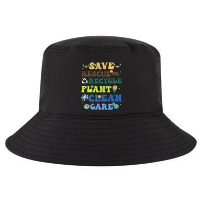 Retro Earth Day Save Bees Rescue Animals Recycle Plastics Cool Comfort Performance Bucket Hat