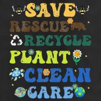 Retro Earth Day Save Bees Rescue Animals Recycle Plastics 7 Panel Mesh Trucker Snapback Hat