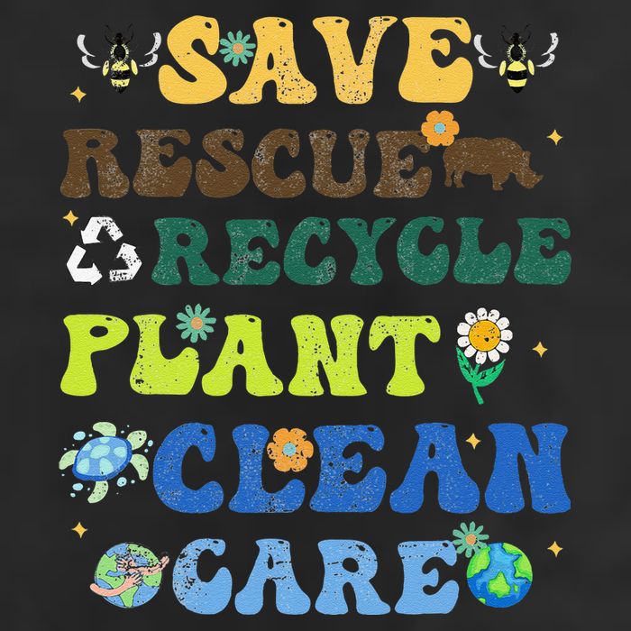 Retro Earth Day Save Bees Rescue Animals Recycle Plastics 7 Panel Mesh Trucker Snapback Hat