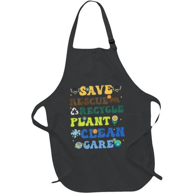 Retro Earth Day Save Bees Rescue Animals Recycle Plastics Apron