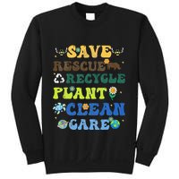 Retro Earth Day Save Bees Rescue Animals Recycle Plastics Sweatshirt