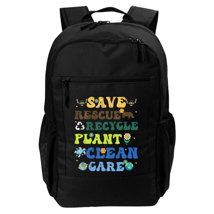 Retro Earth Day Save Bees Rescue Animals Recycle Plastics Backpack