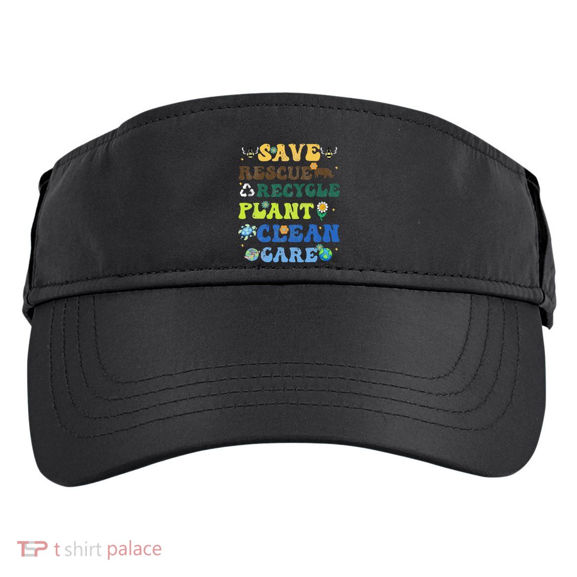 Retro Earth Day Save Bees Rescue Animals Recycle Plastics Adult Drive Performance Visor