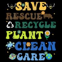 Retro Earth Day Save Bees Rescue Animals Recycle Plastics 16 in Basic Backpack