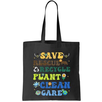 Retro Earth Day Save Bees Rescue Animals Recycle Plastics Bag