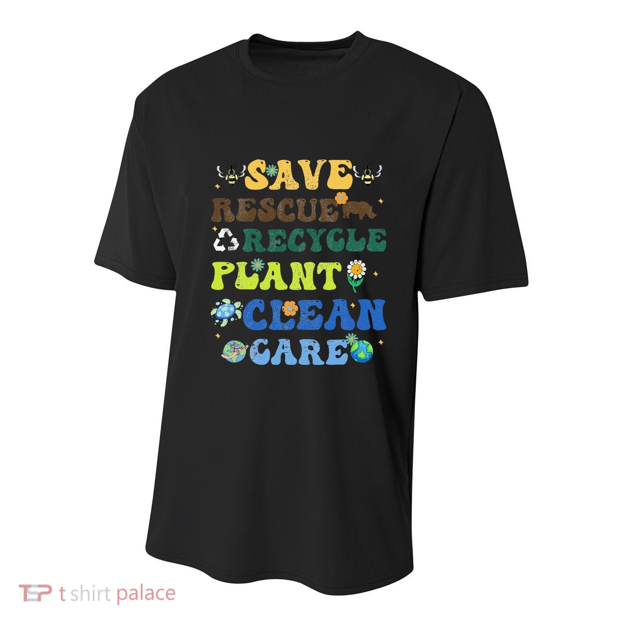 Retro Earth Day Save Bees Rescue Animals Recycle Plastics Youth Performance Sprint T-Shirt
