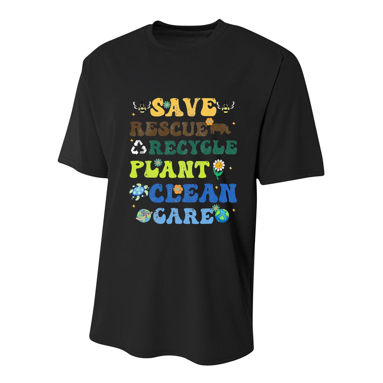 Retro Earth Day Save Bees Rescue Animals Recycle Plastics Youth Performance Sprint T-Shirt
