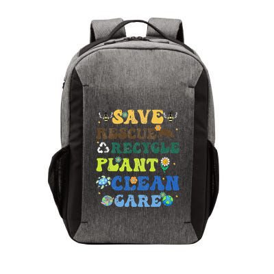 Retro Earth Day Save Bees Rescue Animals Recycle Plastics Vector Backpack