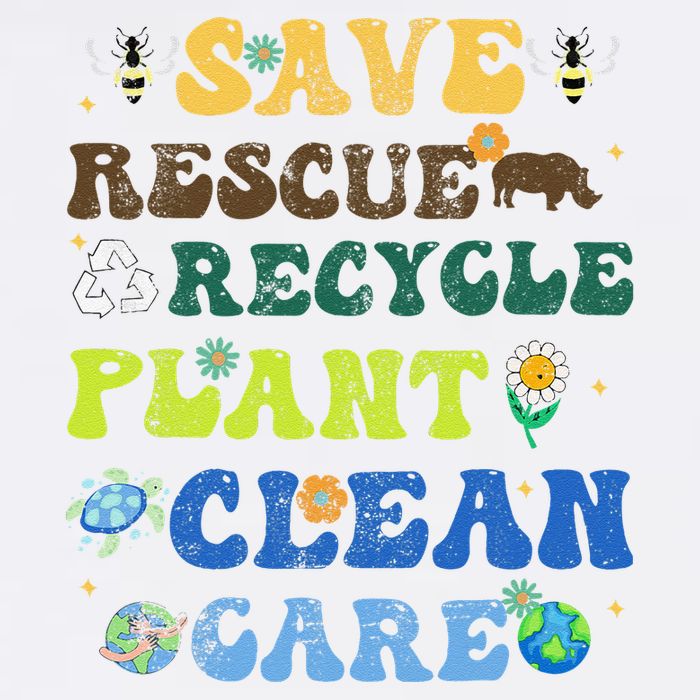 Retro Earth Day Save Bees Rescue Animals Recycle Plastics Garment-Dyed Sweatshirt