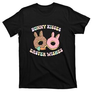 Retro Easter Day Bunny Kisses Easter Wishes Funny Donut T-Shirt