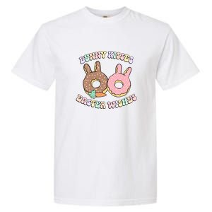 Retro Easter Day Bunny Kisses Easter Wishes Funny Donut Garment-Dyed Heavyweight T-Shirt