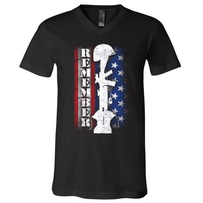 Remember The Fallen Flag V-Neck T-Shirt