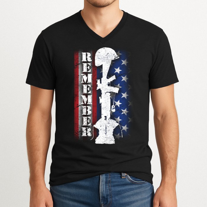 Remember The Fallen Flag V-Neck T-Shirt