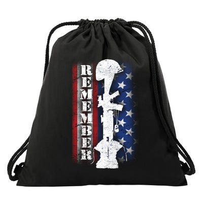 Remember The Fallen Flag Drawstring Bag