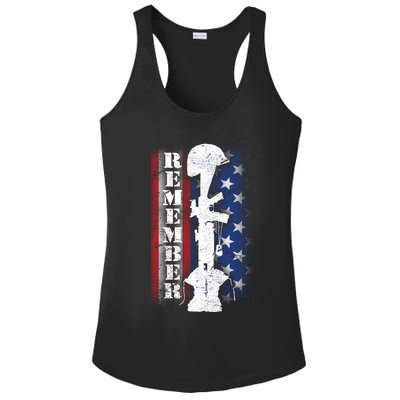 Remember The Fallen Flag Ladies PosiCharge Competitor Racerback Tank