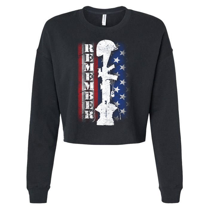 Remember The Fallen Flag Cropped Pullover Crew