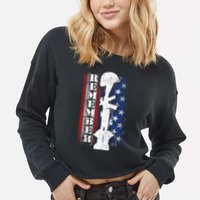 Remember The Fallen Flag Cropped Pullover Crew