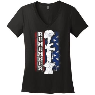 Remember The Fallen Flag Women's V-Neck T-Shirt