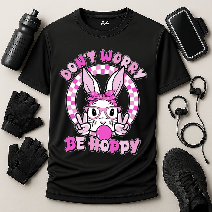 Retro Easter Dont Worry Be Hoppy Easter Bunny Rabbit Performance Shirt