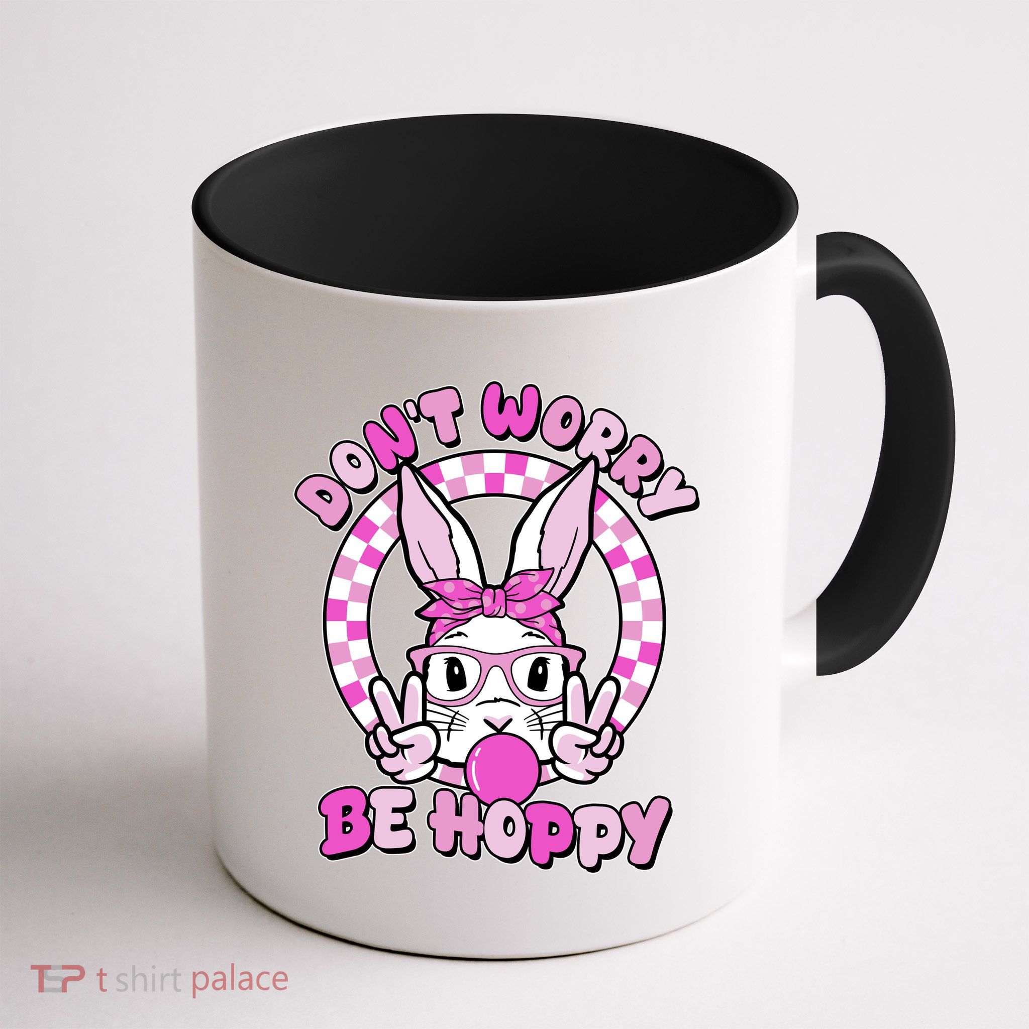 Retro Easter Dont Worry Be Hoppy Easter Bunny Rabbit Mug