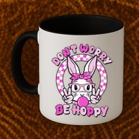 Retro Easter Dont Worry Be Hoppy Easter Bunny Rabbit Mug