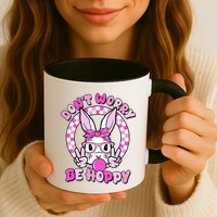 Retro Easter Dont Worry Be Hoppy Easter Bunny Rabbit Mug
