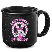 Retro Easter Dont Worry Be Hoppy Easter Bunny Rabbit 15oz Campfire Ceramic Mug