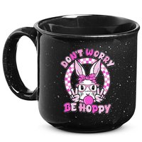 Retro Easter Dont Worry Be Hoppy Easter Bunny Rabbit 15oz Campfire Ceramic Mug