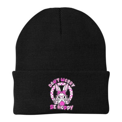 Retro Easter Dont Worry Be Hoppy Easter Bunny Rabbit Beanie
