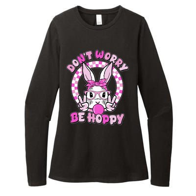 Retro Easter Dont Worry Be Hoppy Easter Bunny Rabbit Womens CVC Long Sleeve Shirt