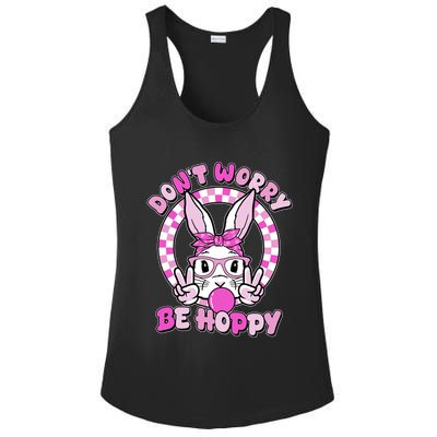 Retro Easter Dont Worry Be Hoppy Easter Bunny Rabbit Ladies PosiCharge Competitor Racerback Tank