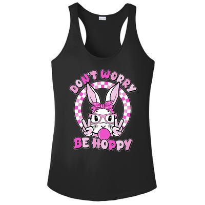 Retro Easter Dont Worry Be Hoppy Easter Bunny Rabbit Ladies PosiCharge Competitor Racerback Tank