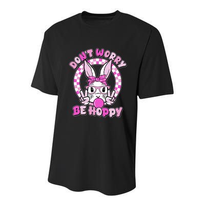 Retro Easter Dont Worry Be Hoppy Easter Bunny Rabbit Youth Performance Sprint T-Shirt