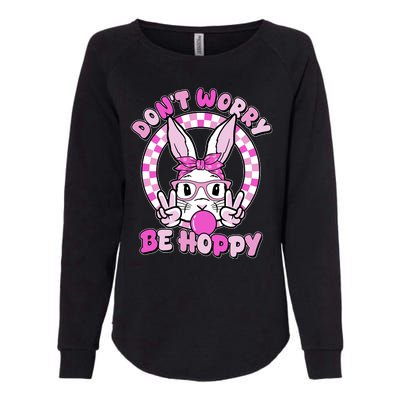 Retro Easter Dont Worry Be Hoppy Easter Bunny Rabbit Womens California Wash Sweatshirt