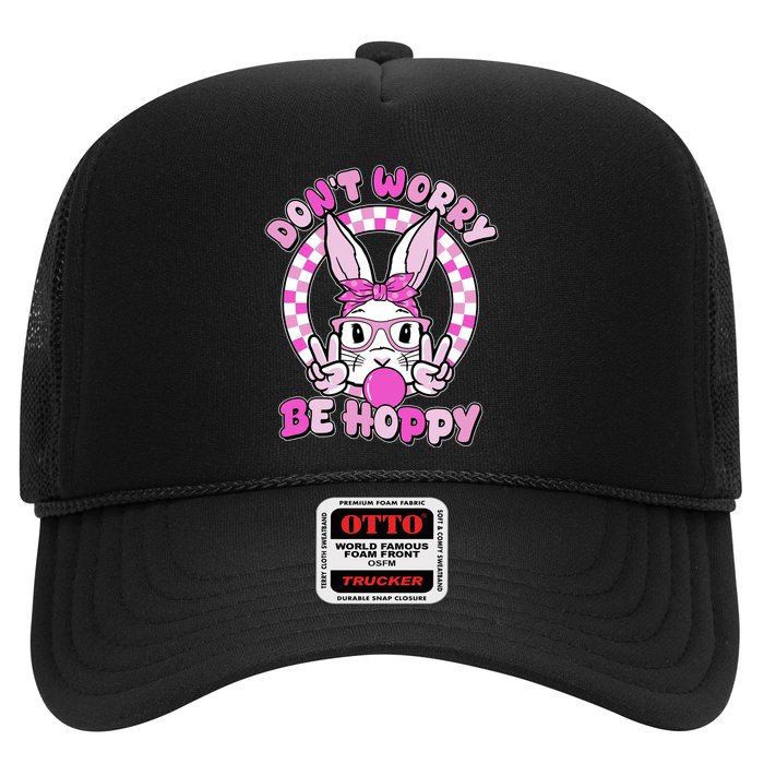 Retro Easter Dont Worry Be Hoppy Easter Bunny Rabbit Hat
