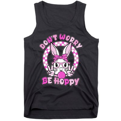 Retro Easter Dont Worry Be Hoppy Easter Bunny Rabbit Tank Top