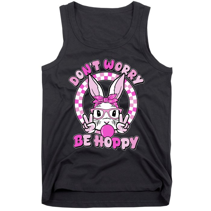 Retro Easter Dont Worry Be Hoppy Easter Bunny Rabbit Tank Top