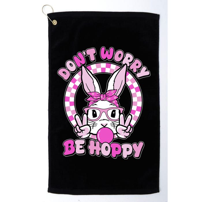 Retro Easter Dont Worry Be Hoppy Easter Bunny Rabbit Golf Towel