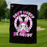 Retro Easter Dont Worry Be Hoppy Easter Bunny Rabbit Golf Towel