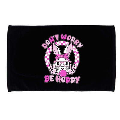 Retro Easter Dont Worry Be Hoppy Easter Bunny Rabbit Microfiber Hand Towel