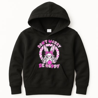 Retro Easter Dont Worry Be Hoppy Easter Bunny Rabbit Kids Hoodie