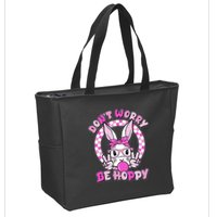 Retro Easter Dont Worry Be Hoppy Easter Bunny Rabbit Zip Tote Bag