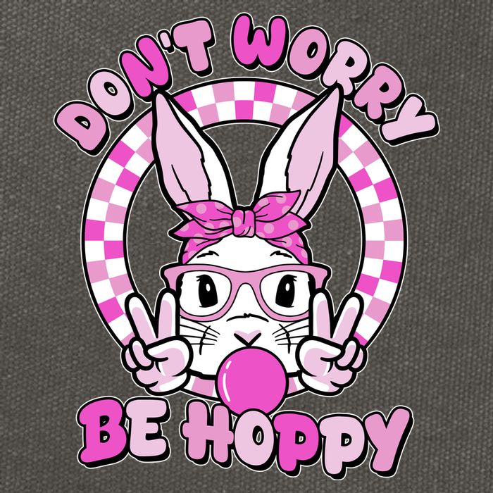 Retro Easter Dont Worry Be Hoppy Easter Bunny Rabbit Cotton Canvas Backpack
