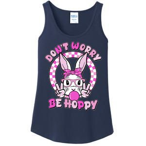 Retro Easter Dont Worry Be Hoppy Easter Bunny Rabbit Ladies Essential Tank