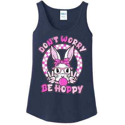 Retro Easter Dont Worry Be Hoppy Easter Bunny Rabbit Ladies Essential Tank