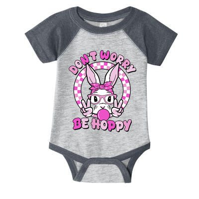 Retro Easter Dont Worry Be Hoppy Easter Bunny Rabbit Infant Baby Jersey Bodysuit