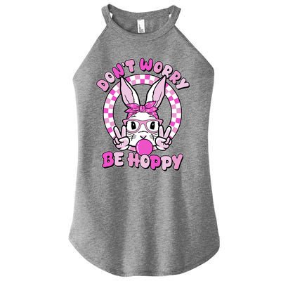 Retro Easter Dont Worry Be Hoppy Easter Bunny Rabbit Women's Perfect Tri Rocker Tank