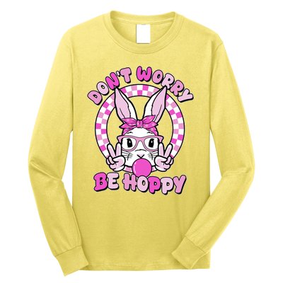 Retro Easter Dont Worry Be Hoppy Easter Bunny Rabbit Long Sleeve Shirt