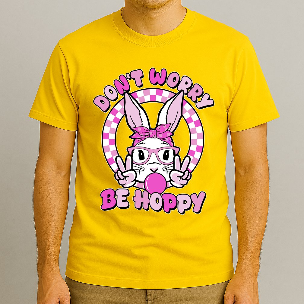 Retro Easter Dont Worry Be Hoppy Easter Bunny Rabbit T-Shirt