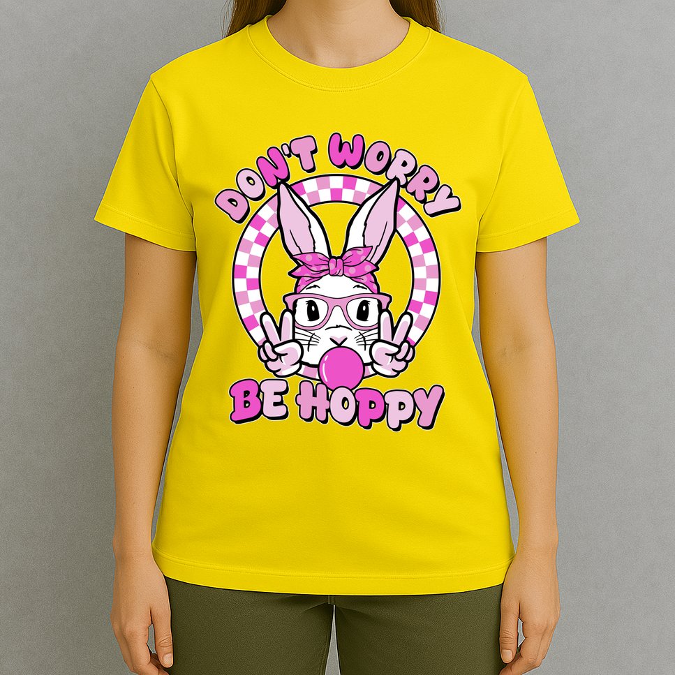 Retro Easter Dont Worry Be Hoppy Easter Bunny Rabbit T-Shirt